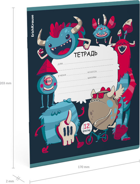 Изображение товара Тетрадь Erich Krause Monsters / 60532 (12л, клетка)