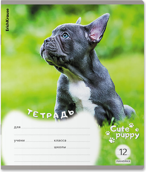 Изображение товара Тетрадь Erich Krause Щенки / 59974 (12л, линейка)