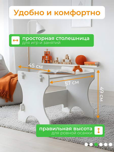 Изображение товара Комплект мебели с детским столом Мебель детям Гном КБ (белый)