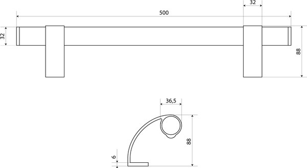 Изображение товара Ручка дверная БУЛАТ РС-02.500.7016 (антрацит)