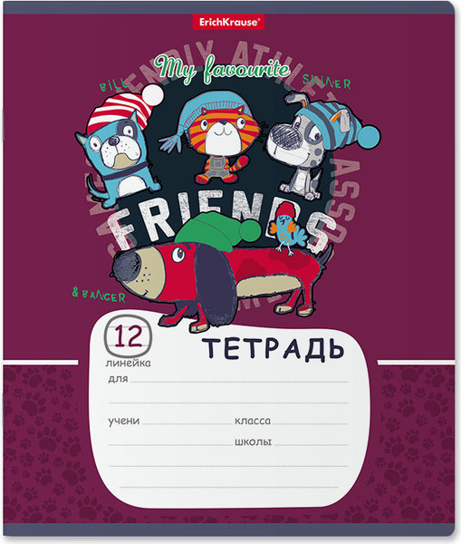 Изображение товара Тетрадь Erich Krause Adventure Friends / 58385 (12л, линейка)