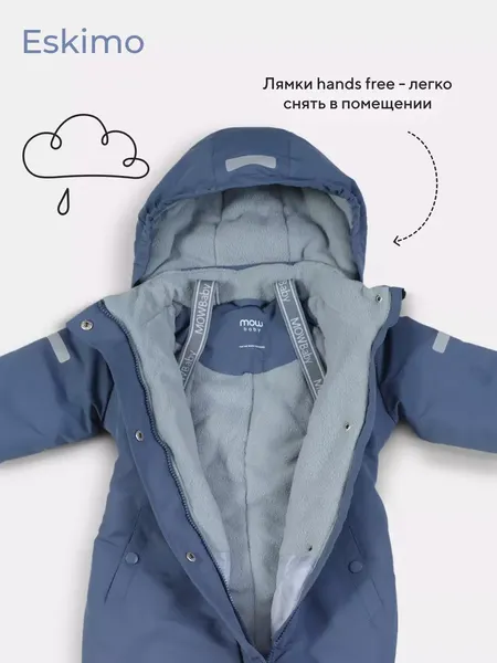 Изображение товара Комбинезон прогулочный детский MOWbaby Eskimo 158/20-74 (синий, р.74)