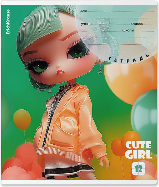 Изображение товара Тетрадь Erich Krause Bubble Girl / 64826 (12л, клетка)