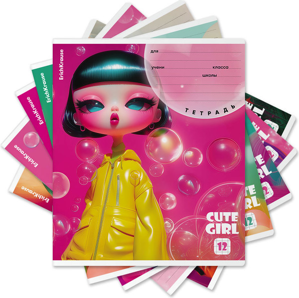 Изображение товара Тетрадь Erich Krause Bubble Girl / 64826 (12л, клетка)