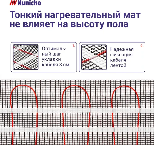 Изображение товара Теплый пол электрический Nunicho Etalon SHP 1200Вт с терморегулятором RТС 70.26 (8.0м2)