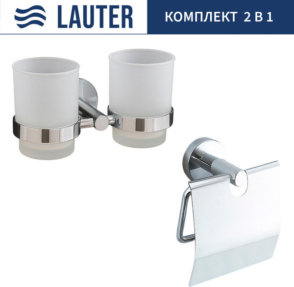 Изображение товара Набор аксессуаров для ванной и туалета Lauter 21SH72081 + 21SH72101 (Chrome, 2 предмета)