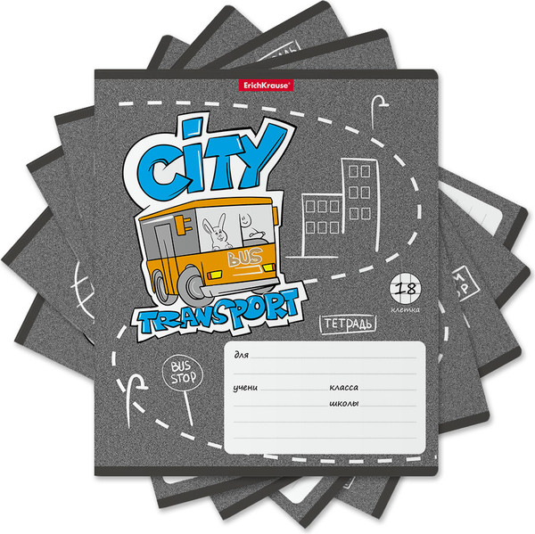 Изображение товара Тетрадь Erich Krause City Transport / 58251 (18л, клетка)