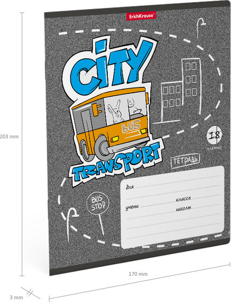 Изображение товара Тетрадь Erich Krause City Transport / 58251 (18л, клетка)