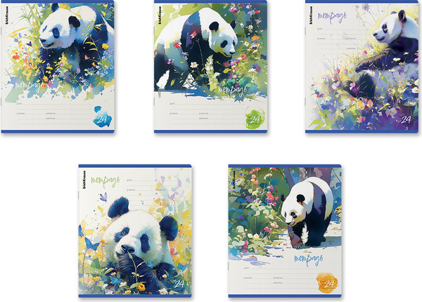 Изображение товара Тетрадь Erich Krause Flower Panda / 60575 (24л, линейка)
