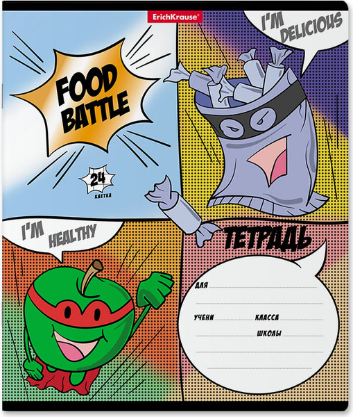 Изображение товара Тетрадь Erich Krause Food Battle / 58265 (24л, клетка)