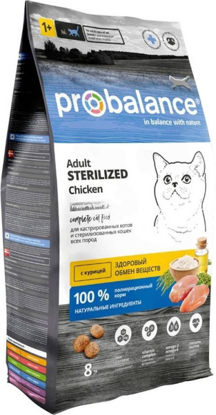 Изображение товара Сухой корм для кошек ProBalance Sterilized с курицей (8кг)