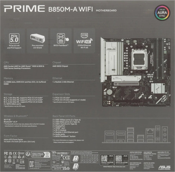 Изображение товара Материнская плата Asus Prime B850M-A WiFi