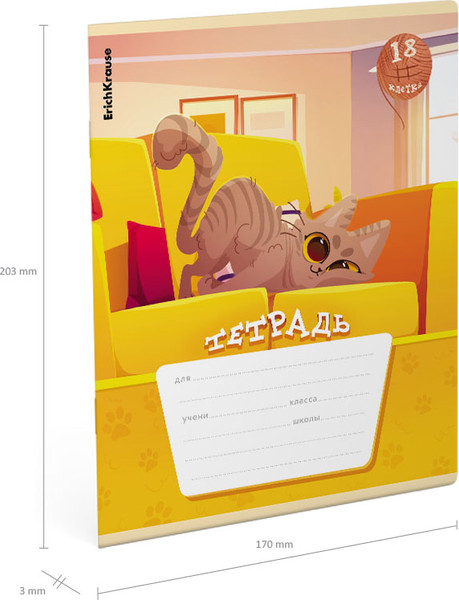 Изображение товара Тетрадь Erich Krause Приключения на хвост / 60556 (18л, клетка)