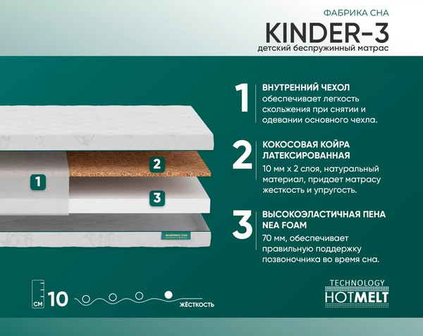 Изображение товара Матрас в кроватку Фабрика сна Kinder 3 80x140