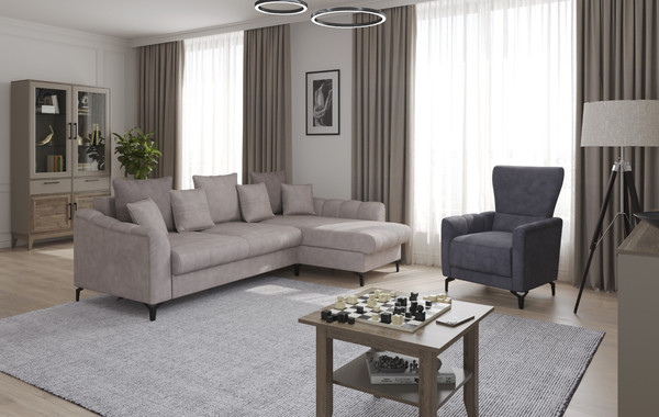 Изображение товара Кресло мягкое Олмеко Одри (велюр Олимпия 068 графит)