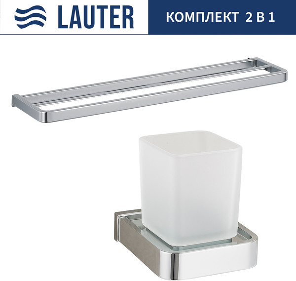 Изображение товара Набор аксессуаров для ванной Lauter 21SH7061 + 21SH70201 (Chrome, 2 предмета)