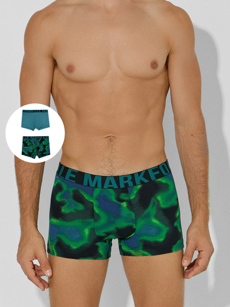 Изображение товара Комплект мужских трусов Mark Formelle 411228-2 (р.94-104, разводы на черном/зеленый)