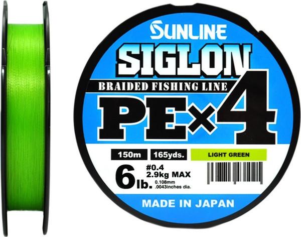 Изображение товара Леска плетеная Sunline Siglon Light Green PEx4 150м 0.4/6LB / SU-63052004