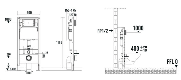 Изображение товара Инсталляция для унитаза Terminus 31i50х112RЧК