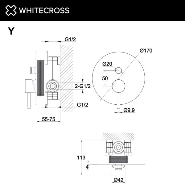 Изображение товара Смеситель Whitecross Y1235CPB (брашированная медь)