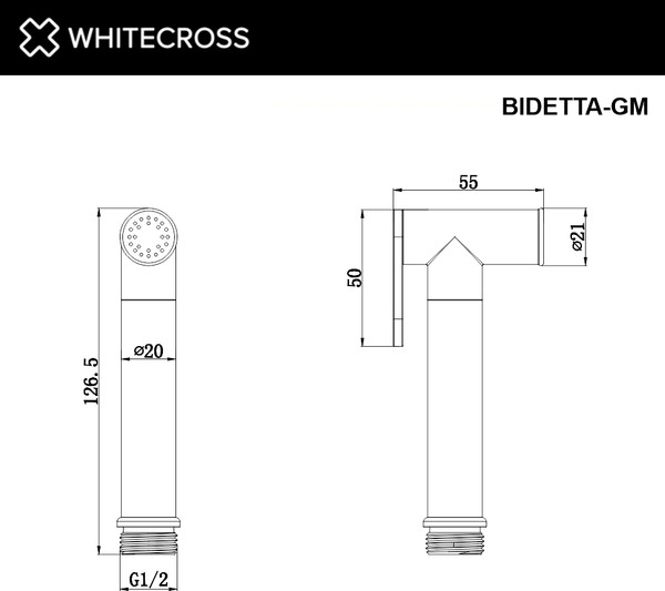 Изображение товара Лейка гигиенического душа Whitecross BIDETTA-GM (оружейная сталь)