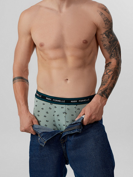 Изображение товара Комплект мужских трусов Mark Formelle 411124-3 (р.98-108, топоры на зеленом льду/темно-зеленый/узор на черном)