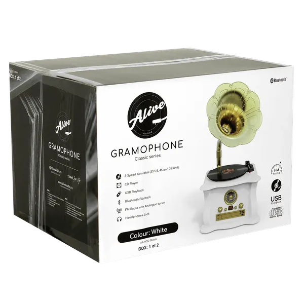 Изображение товара Проигрыватель виниловых пластинок Alive Audio Gramophone AA-HOC-08-WH