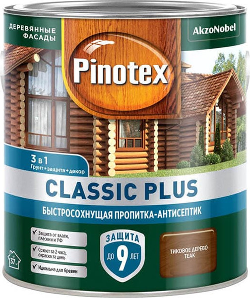 Изображение товара Антисептик для древесины Omnitex Classic Plus 3в1 Тиковое дерево (2.5л)