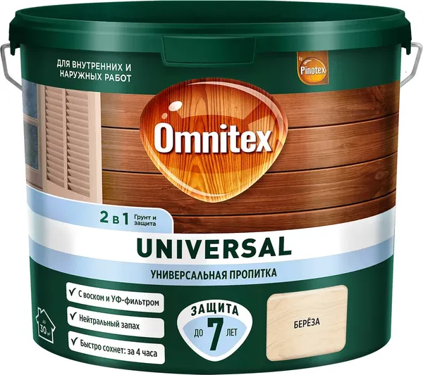 Изображение товара Пропитка для дерева Omnitex Universal 2в1 Береза (2.5л)