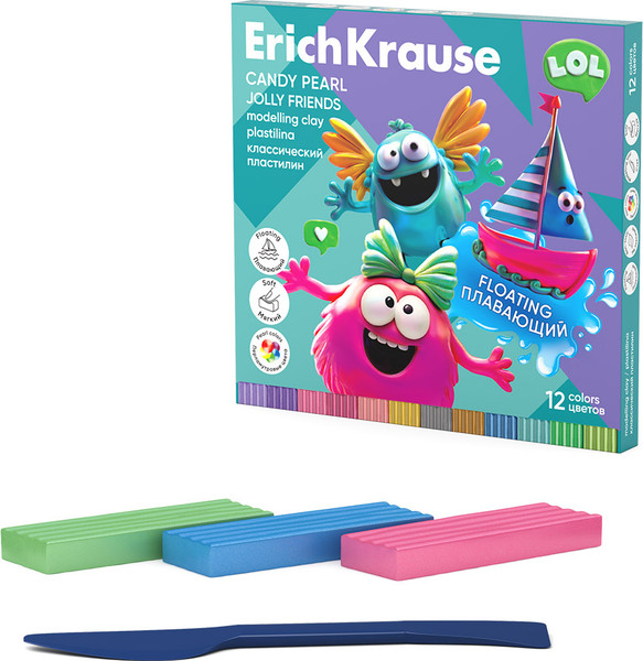 Изображение товара Пластилин Erich Krause Jolly Friends Candy Pearl / 65447 (12цв)