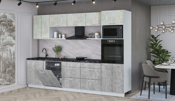 Изображение товара Кухонный гарнитур Интерлиния Мила Лайт 3.0-ПМ1 (бетон лайт/бетон/кастилло темный)