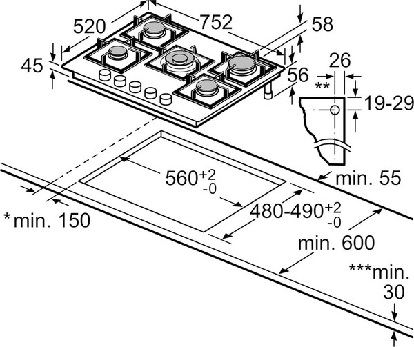 Изображение товара Газовая варочная панель Bosch PPQ7A6I40