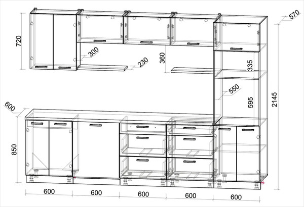 Изображение товара Кухонный гарнитур Интерлиния Мила Лайт 3.0-ПМ1 (белый платинум/белый платинум/кастилло темный)