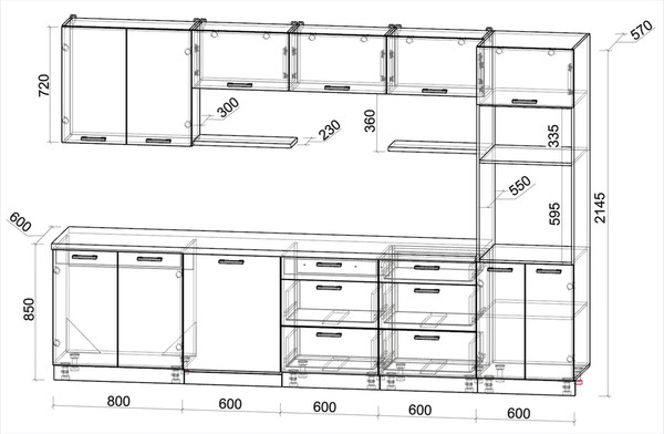 Изображение товара Кухонный гарнитур Интерлиния Мила Лайт 3.2-ПМ1 (серебро/антрацит/белый гранит)