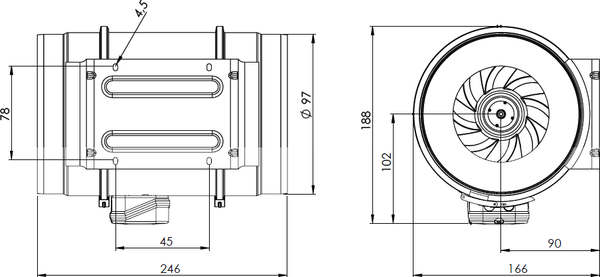 Изображение товара Вентилятор канальный Bahcivan BMFX 100/2V(SТ)
