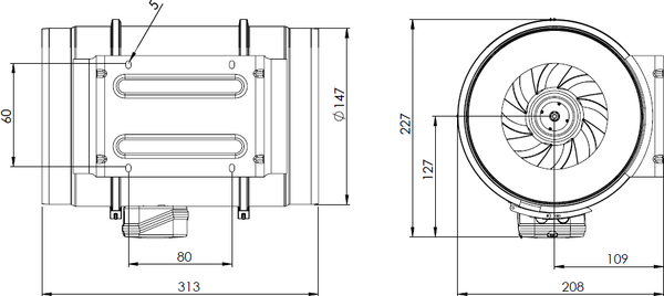 Изображение товара Вентилятор канальный Bahcivan BMFX 150/2V