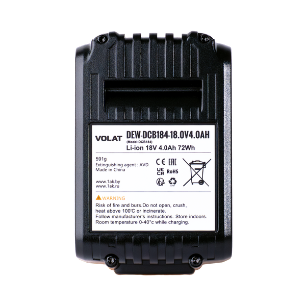 Изображение товара Аккумулятор для электроинструмента VOLAT VT-DEW-DCB184-18.0V4.0AH (для DeWalt)