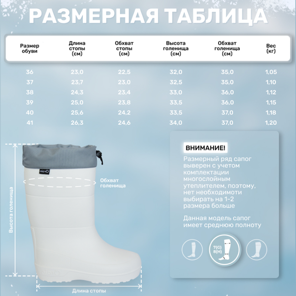 Изображение товара Сапоги резиновые O'rain Метелица / 41(СЕ)330УМ (р.37, белый-серый)