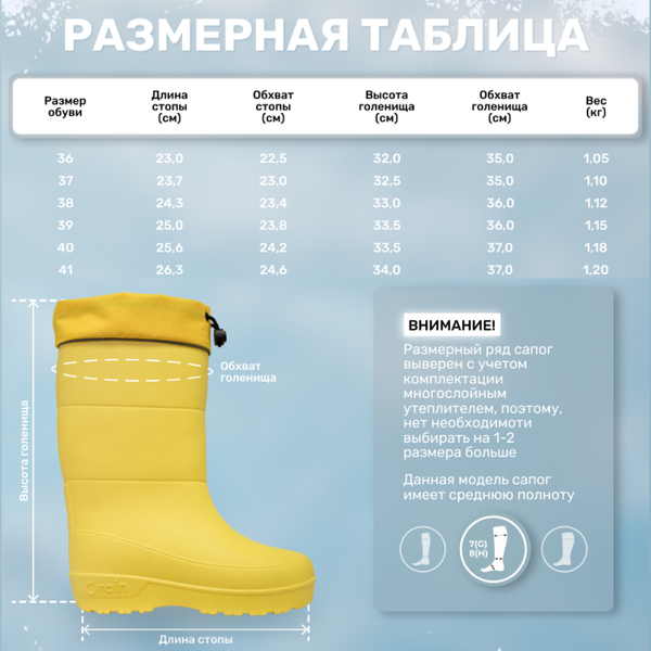 Изображение товара Сапоги резиновые O'rain Метелица / 41(СЕ)330УМ (р.38, желтый)