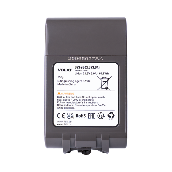 Изображение товара Аккумулятор для электроинструмента VOLAT VT-DYS-V6-21.6V3.0AH (для Dyson)