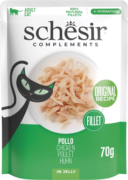 Изображение товара Влажный корм для кошек Schesir Complements Курица в желе (70г)