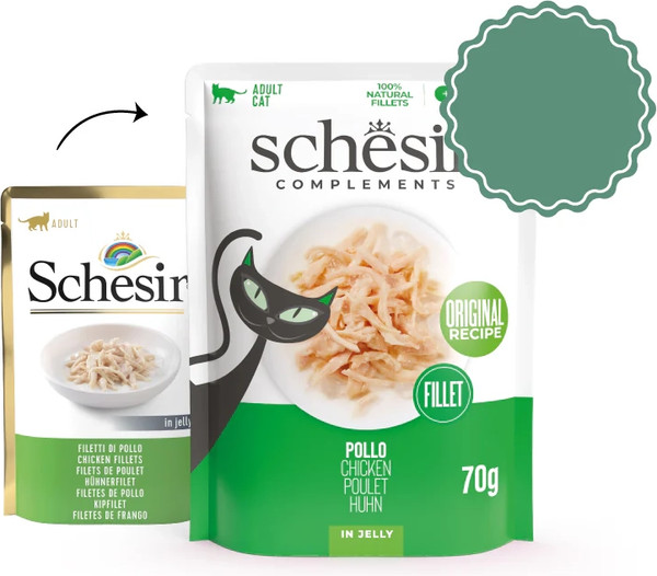 Изображение товара Влажный корм для кошек Schesir Complements Курица в желе (70г)