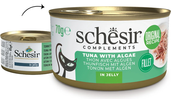 Изображение товара Влажный корм для кошек Schesir Тунец водоросли в желе (70г)