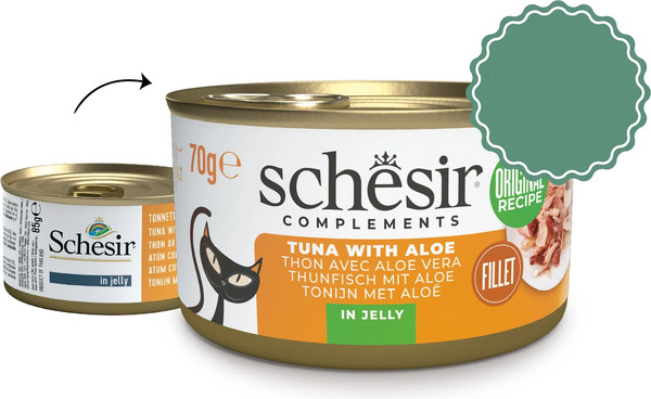 Изображение товара Влажный корм для кошек Schesir Тунец алое в желе (70г)