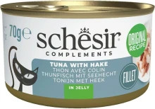 Изображение товара Влажный корм для кошек Schesir Complements Тунец с хеком в желе (70г)