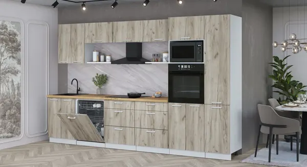 Изображение товара Кухонный гарнитур Interline Мила Лайт 3.4-ПМ1 (дуб серый/дуб серый/дуб бунратти)