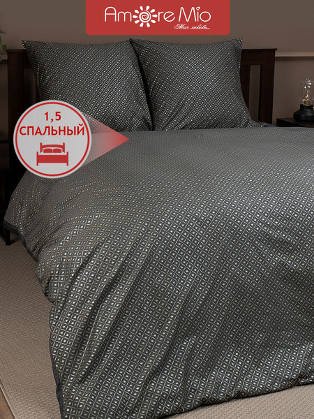 Изображение товара Комплект постельного белья Amore Mio Макосатин BZ QR Crown GY Single Msh / 33959 (серый)