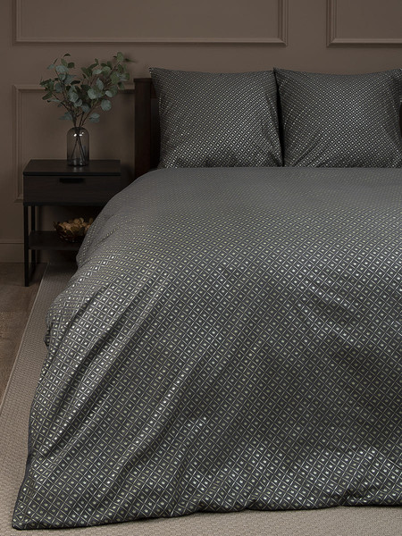 Изображение товара Комплект постельного белья Amore Mio Макосатин BZ QR Crown Gy Euro Msh / 34194 (серый)
