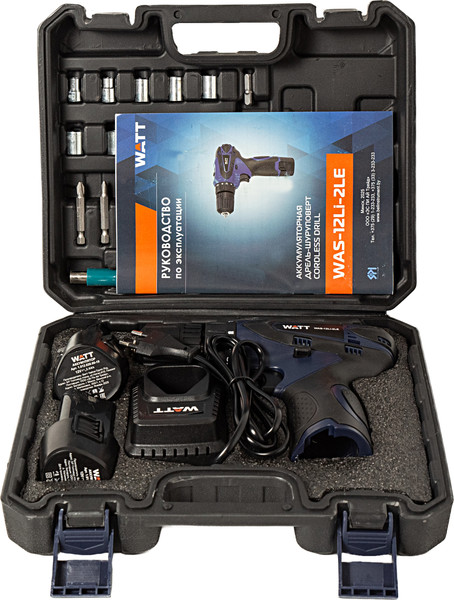Изображение товара Аккумуляторная дрель-шуруповерт Watt WAS-12Li-2 LE (1.012.020.00)