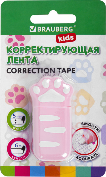 Изображение товара Корректор для текста Brauberg Kids. Лапки / 272497 (розовый)